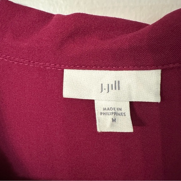 J. Jill Magenta Sleeveless V-Neck Lapel Collar Button Front Midi Dress Sz M GUC - Picture 5 of 9